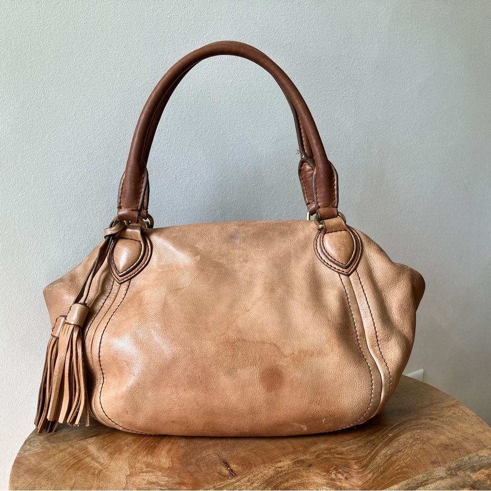 J. Crew | Leather Tassel Shoulder Satchel Bag
